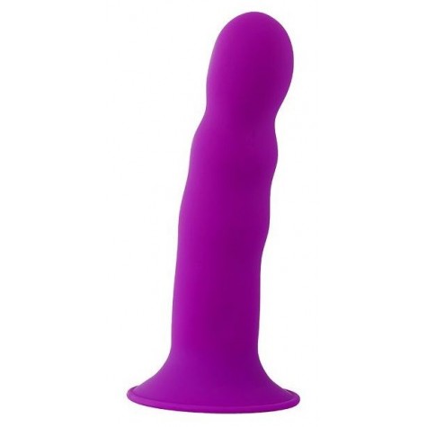 Фиолетовый фаллоимитатор-реалистик PREMIUM RIBBED DILDO - 18 см.