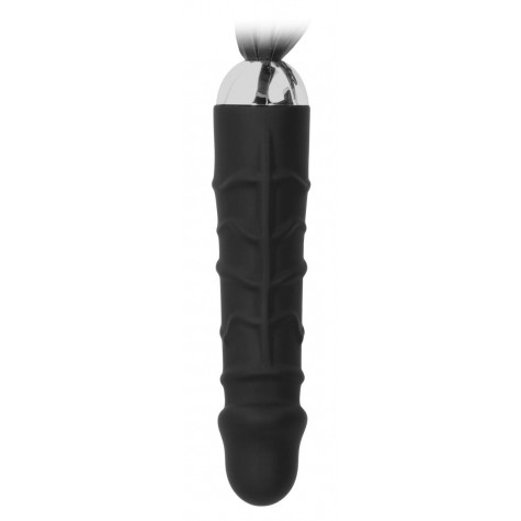 Черная плеть с рукоятью-фаллосом Whip with Realistic Silicone Dildo - 45,5 см.